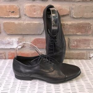 GEOX RESPIRA Women's Black Leather Lace Up Toe Cap Oxfords Flats 40
